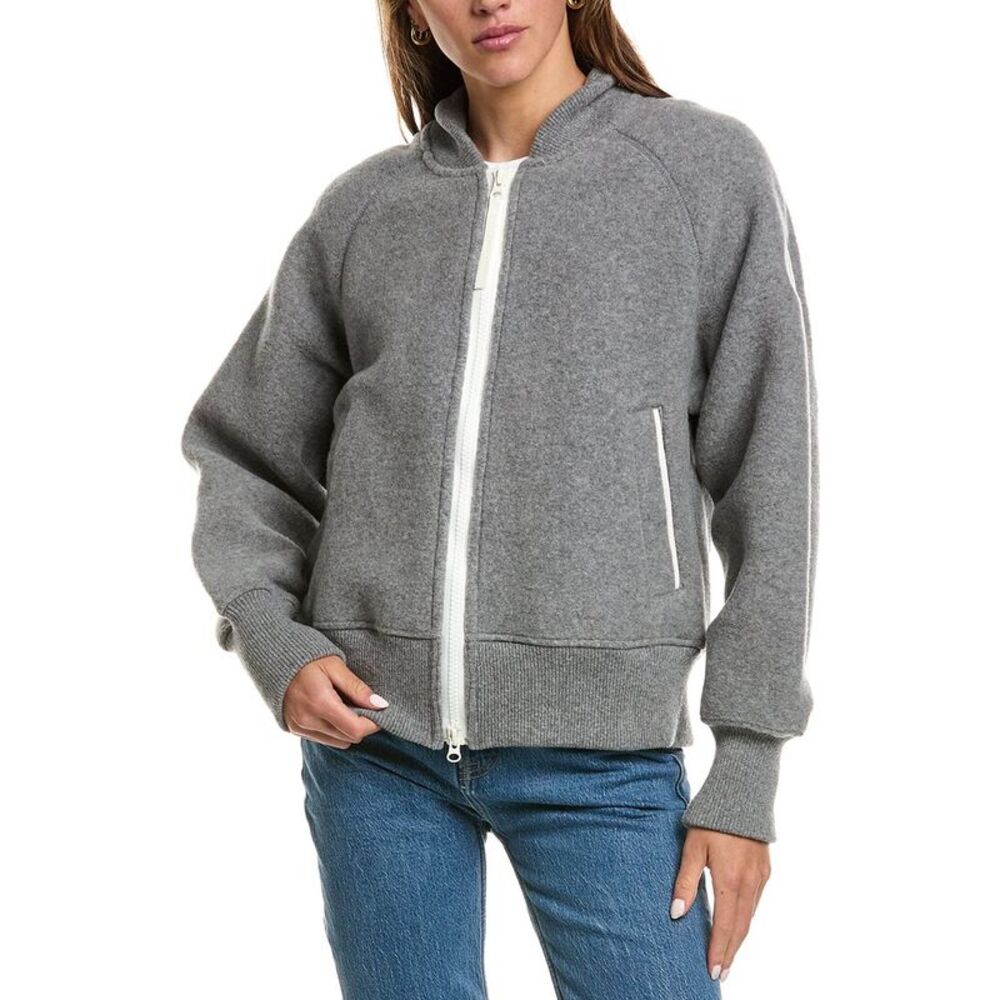Canada Goose Womens  Sierra Fleece Black Label Wool-Blend Bomber Jacket